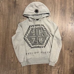 Phillip Plein Strass Hexagon Grey Hoodie Men’s Size M